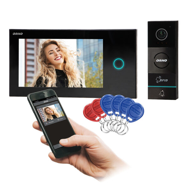 OR-VID-WI-1068/B 2 vezetékes videokaputelefon szett, 7", RFID, microSD, Wi-Fi