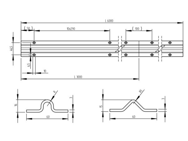 Tolókapu sín - U profil Zn,60x16mm, t3mm, L3m - Image 3