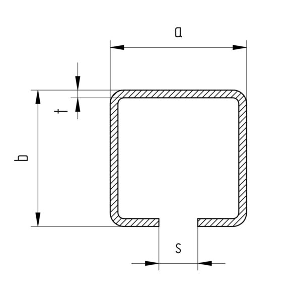 Rozsdamentes C szelvény úszókapuhoz 76x76x3mm, L3m - Image 2