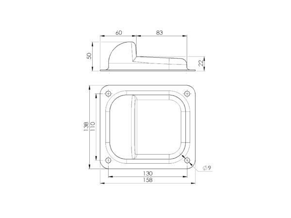 Ütköző szárnyas kapuhoz Zn, 158x138x50mm - Image 2