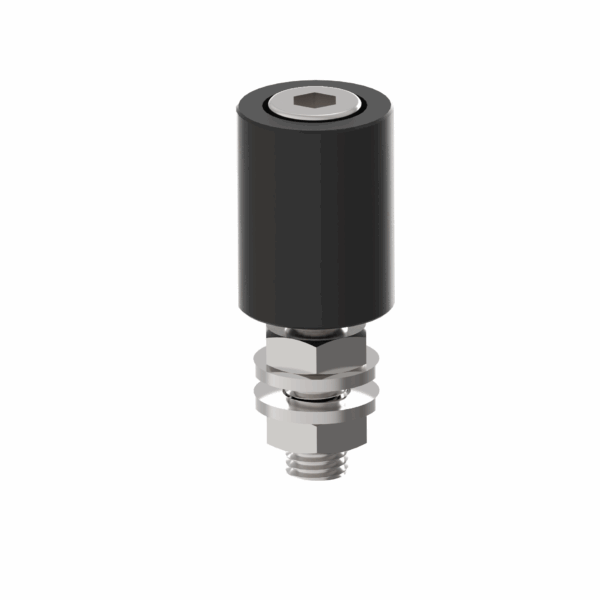 Támasztógörgő fekete PVC Zn, D42mm, black