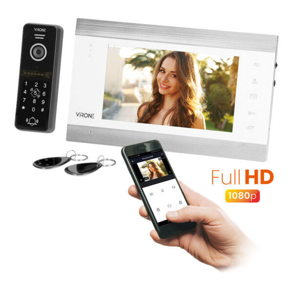 OR-VDP-61FHD/W 5 vezetékes, 1 lakásos videokaputelefon szett, RFID, kódzár, Wi-Fi