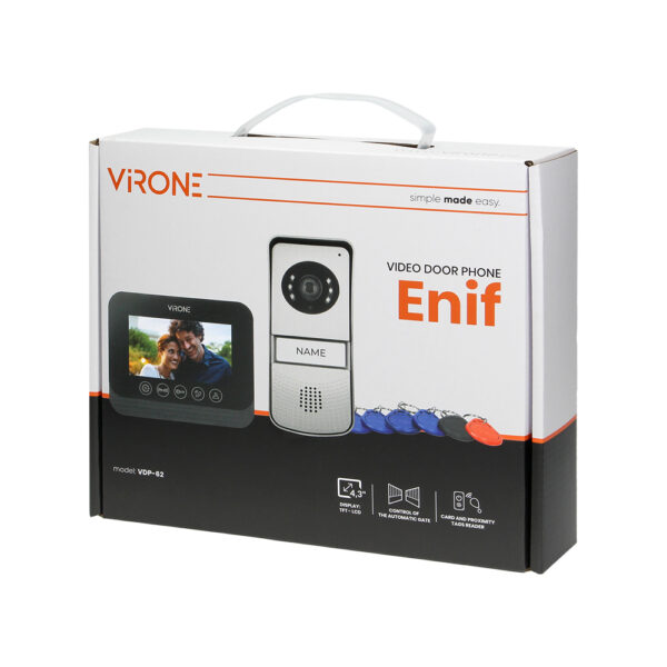 OR-VDP-62 1 lakásos, 4 vezetékes videokaputelefon szett, 4,3", RFID olvasó - Image 2
